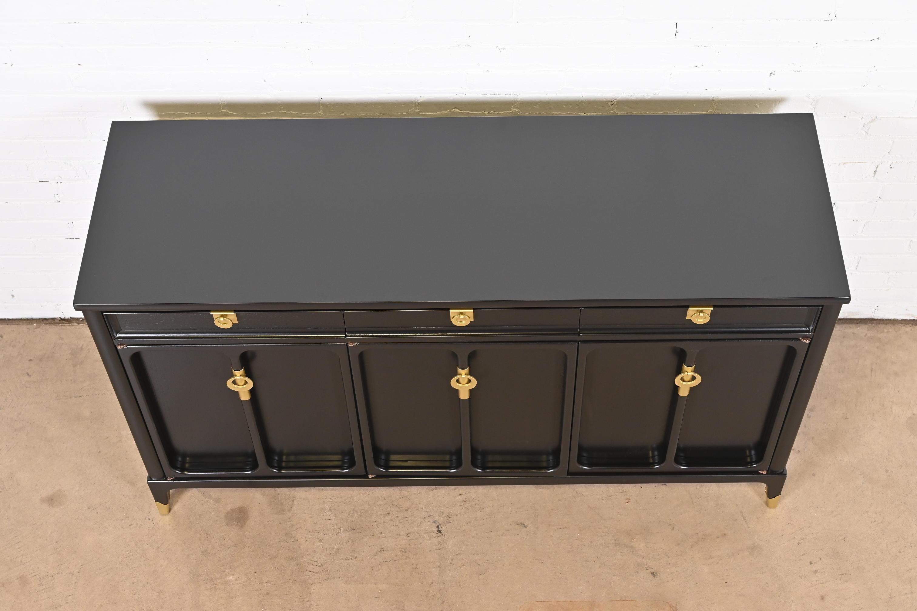 Mid-Century Hollywood Regency Black Lacquered Sideboard by White Furniture 5