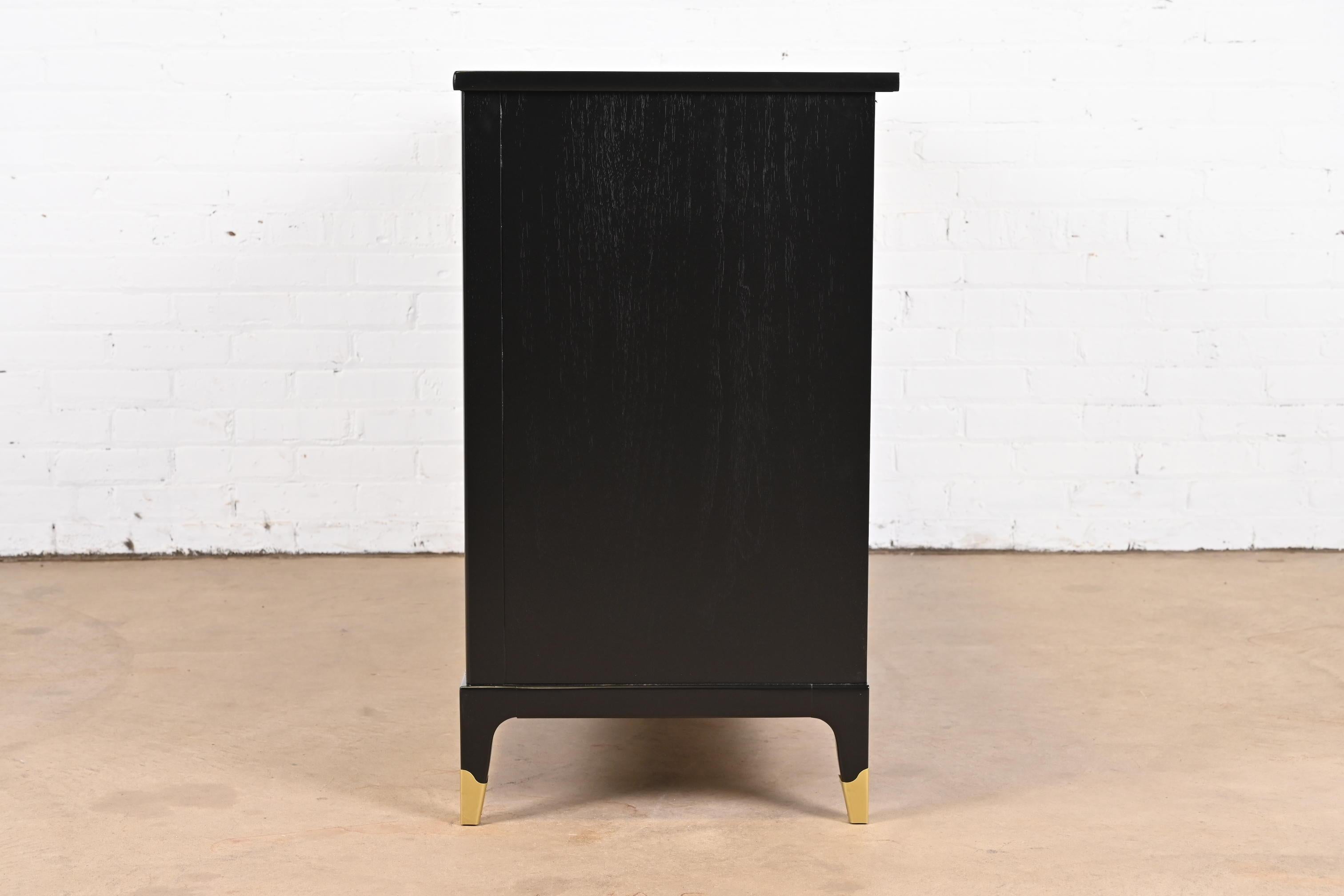 Mid-Century Hollywood Regency Black Lacquered Sideboard by White Furniture 7