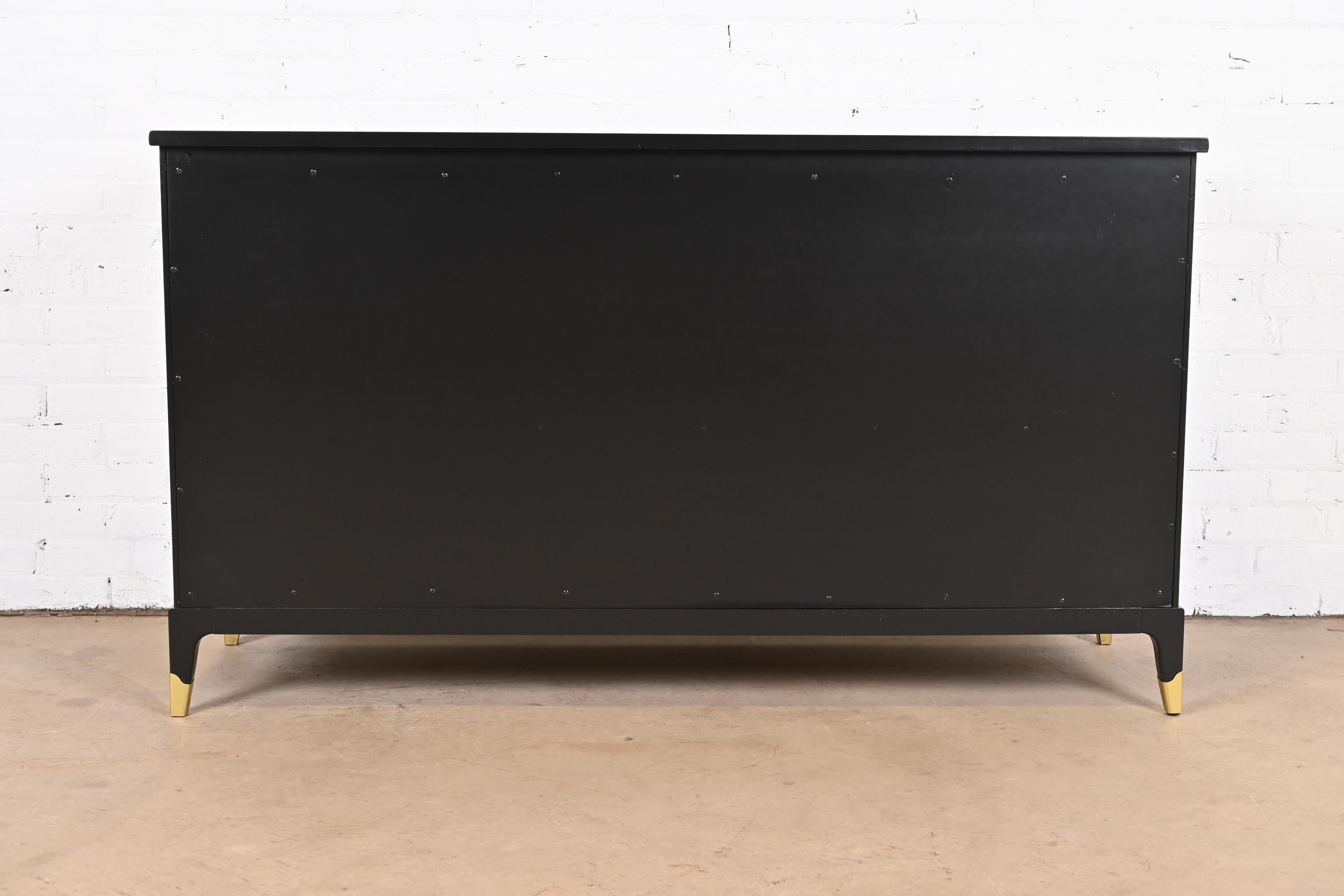 Mid-Century Hollywood Regency Black Lacquered Sideboard by White Furniture 8