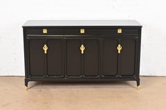 Mid-Century Hollywood Regency Black Lacquered Sideboard by White Furniture