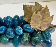 Midcentury Hollywood Regency Blue Stone / Agate Table Grapes with Silver Leaves