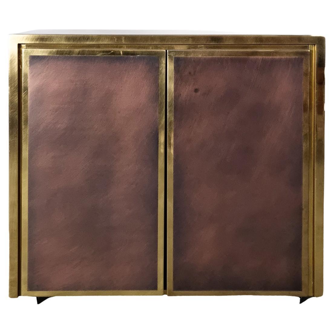 Mid-century Hollywood Regency brass & bronze cabinet from Belgo Chrom, 1980s