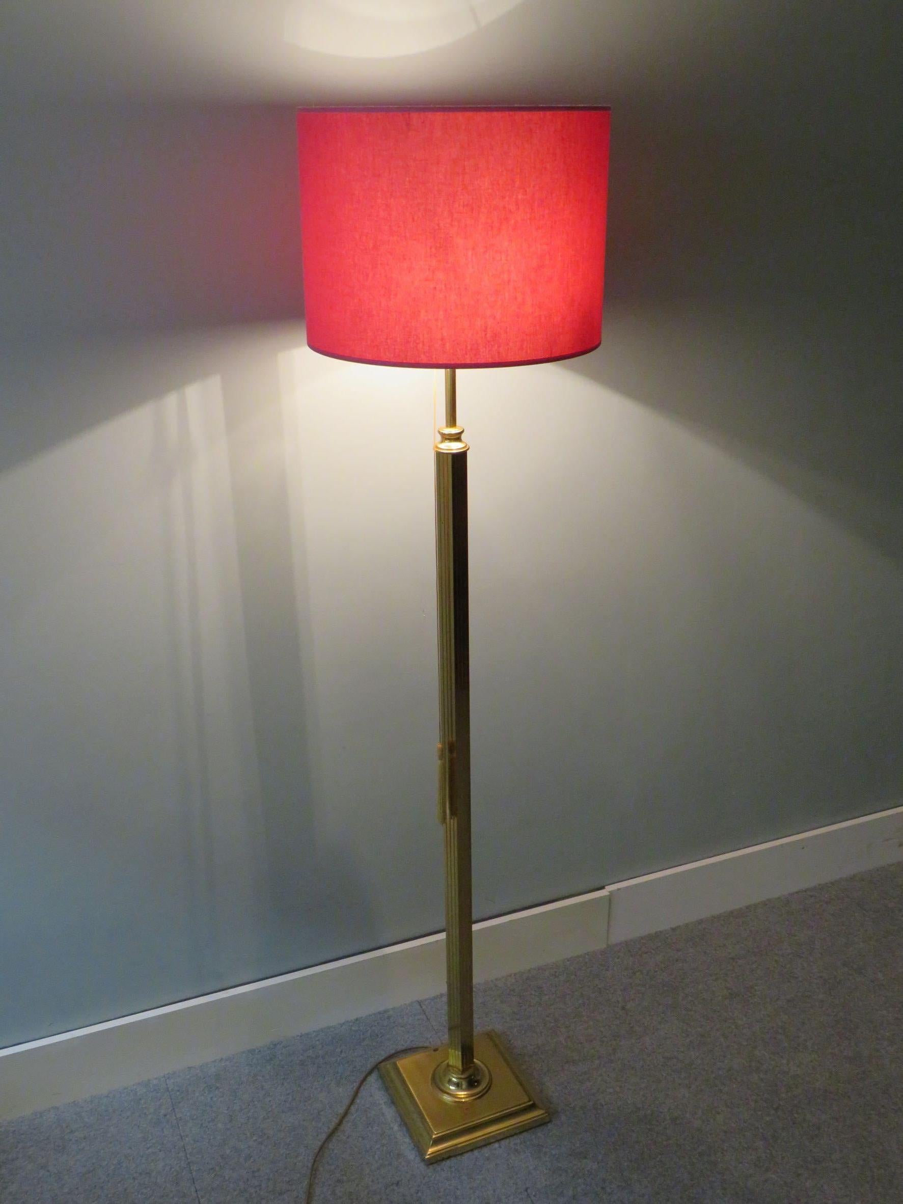 Belgian Mid Century, Hollywood Regency Brass Floor Lamp, Belgium 1970s For Sale