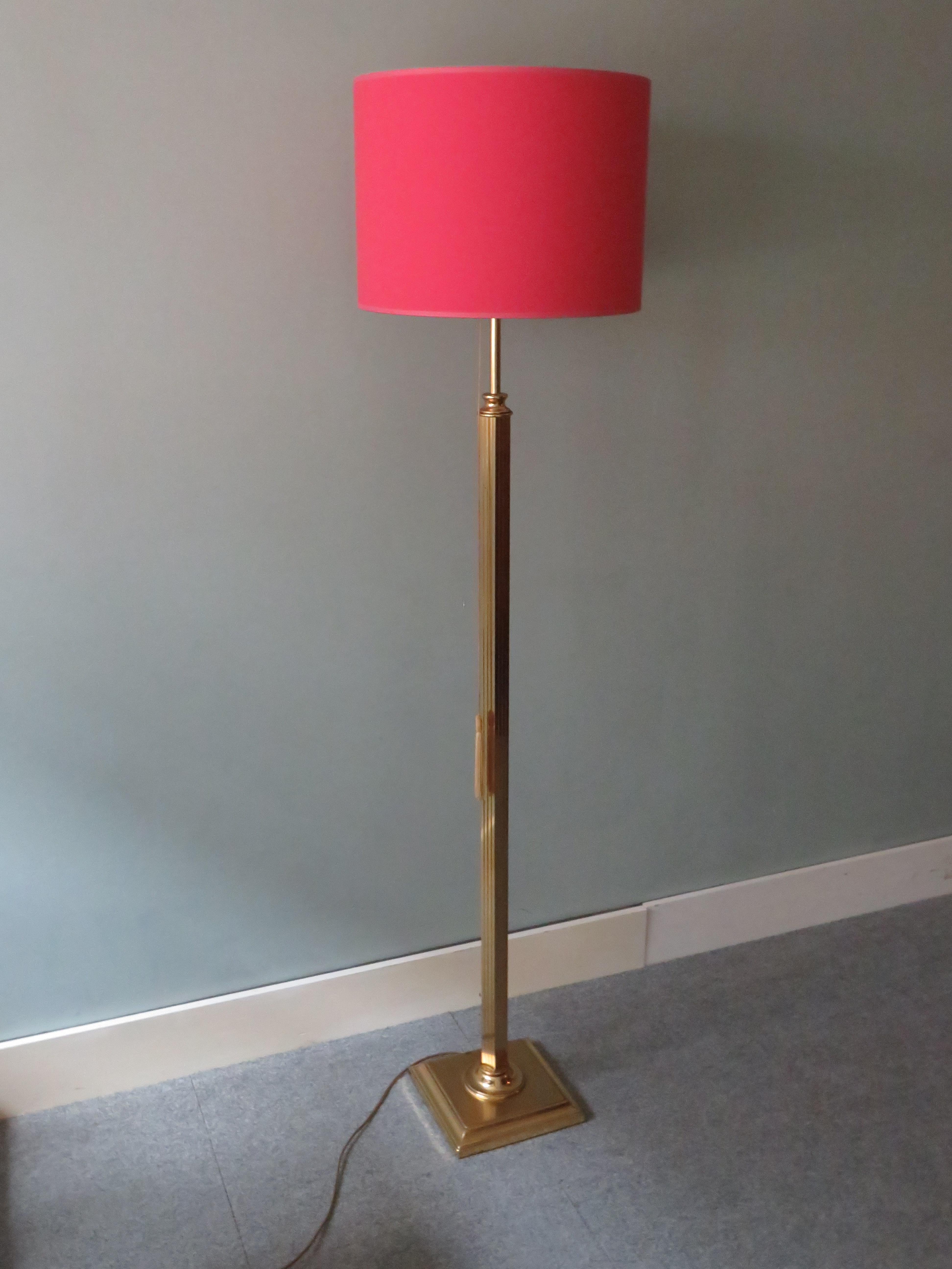 Late 20th Century Mid Century, Hollywood Regency Brass Floor Lamp, Belgium 1970s For Sale
