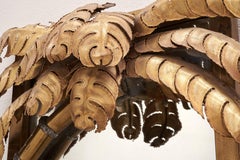 Midcentury Hollywood Regency Brass Palm Tree Mirror and Lamp by Maison Jansen