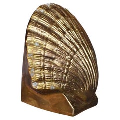 Mid Century Hollywood Regency Brass Sea Shell Bookend