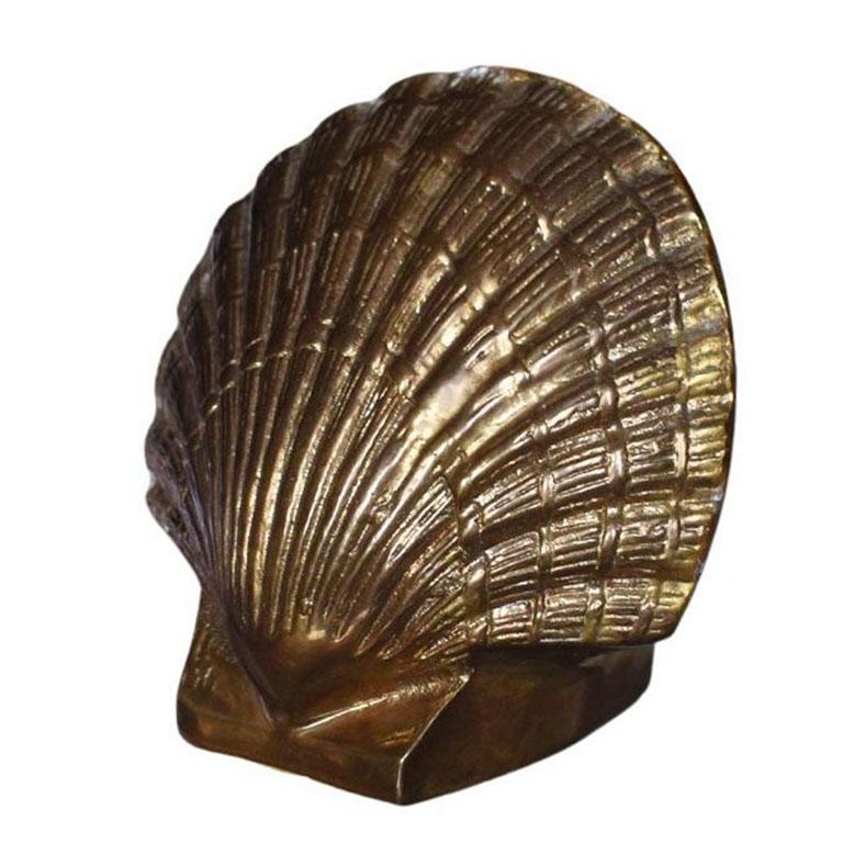 Chinese Mid Century Hollywood Regency Brass Sea Shell Bookend