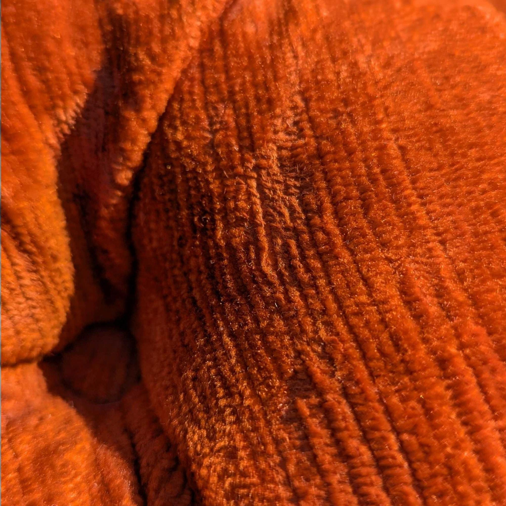 Hollywood-Regency-Ottomanen aus der Jahrhundertmitte in gebranntem Orange mit Kordtuft, paarweise im Angebot 3