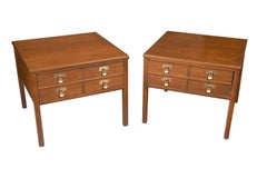 Mid Century Hollywood Regency Campaign Style End Tables Pair