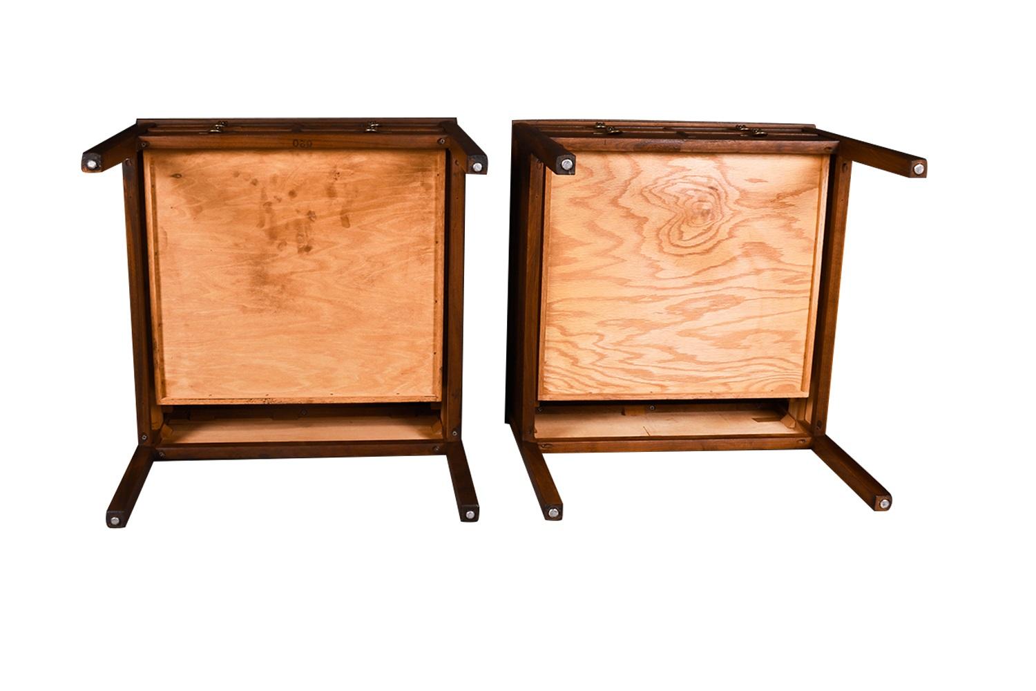 Brass Mid Century Hollywood Regency Campaign Style End Tables Pair For Sale