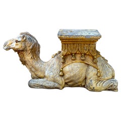 Mid-Century Hollywood Regency Cast Camel Garden Seat Or Stool
