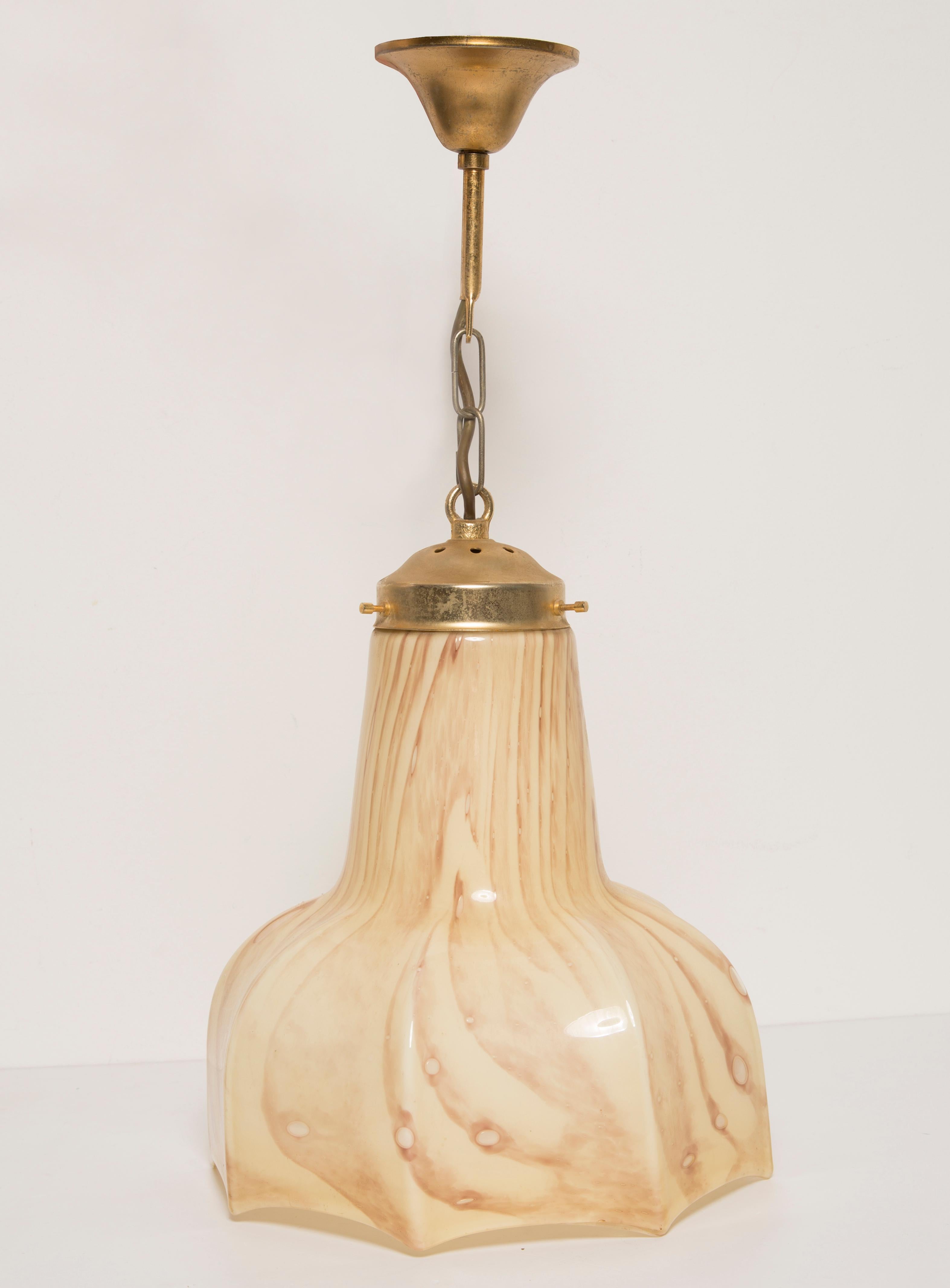 Metal Mid Century, Hollywood Regency Beige Ceramic and Gold Ceiling Lamp, Italy, 1960s For Sale