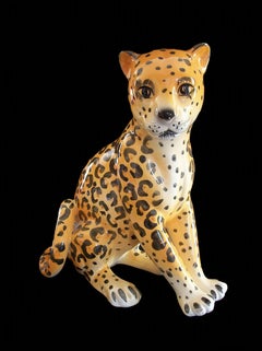 Mid Century/Hollywood Regency Ceramic Leopard Cub Sculpture - Italy - Circa 1950
