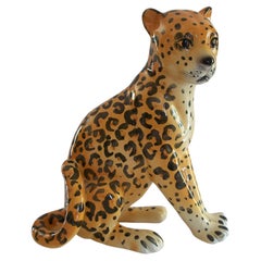 Mid Century/Hollywood Regency Ceramic Leopard Cub Sculpture - Italy - Circa 1950