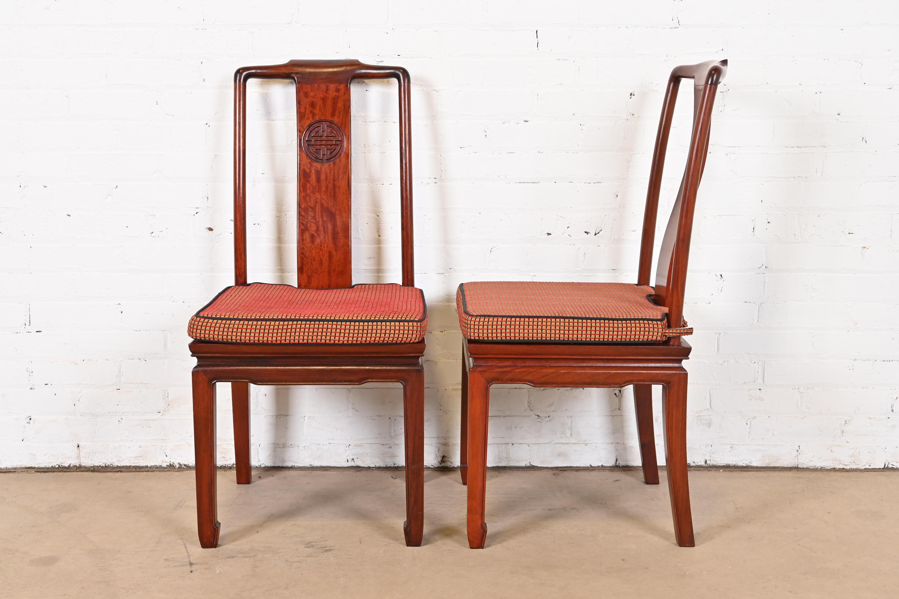 Mid-Century Hollywood Regency Chinoiserie Rosewood Dining Chairs, Set of Eight For Sale 5