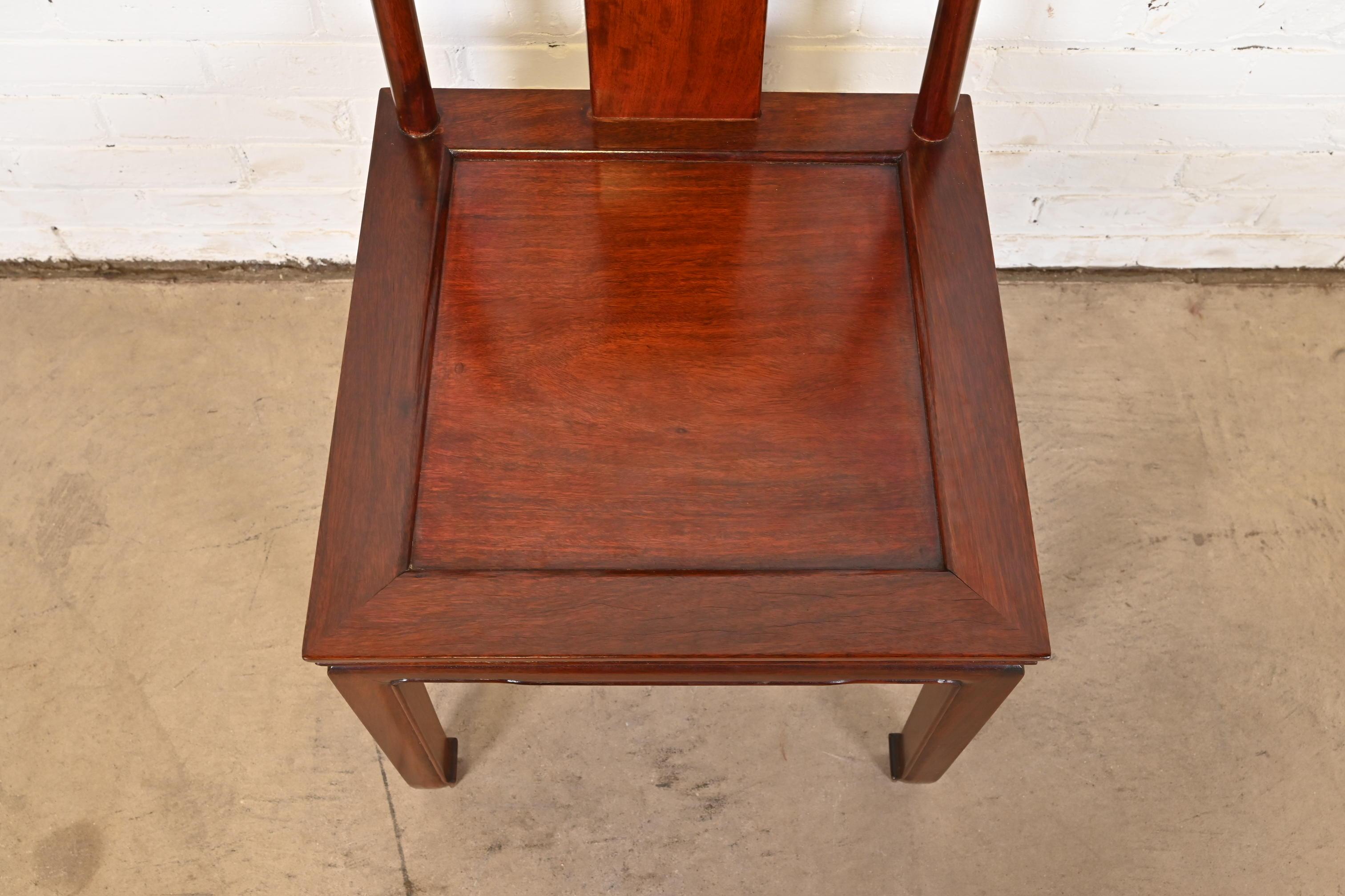 Mid-Century Hollywood Regency Chinoiserie Rosewood Dining Chairs, Set of Eight For Sale 8