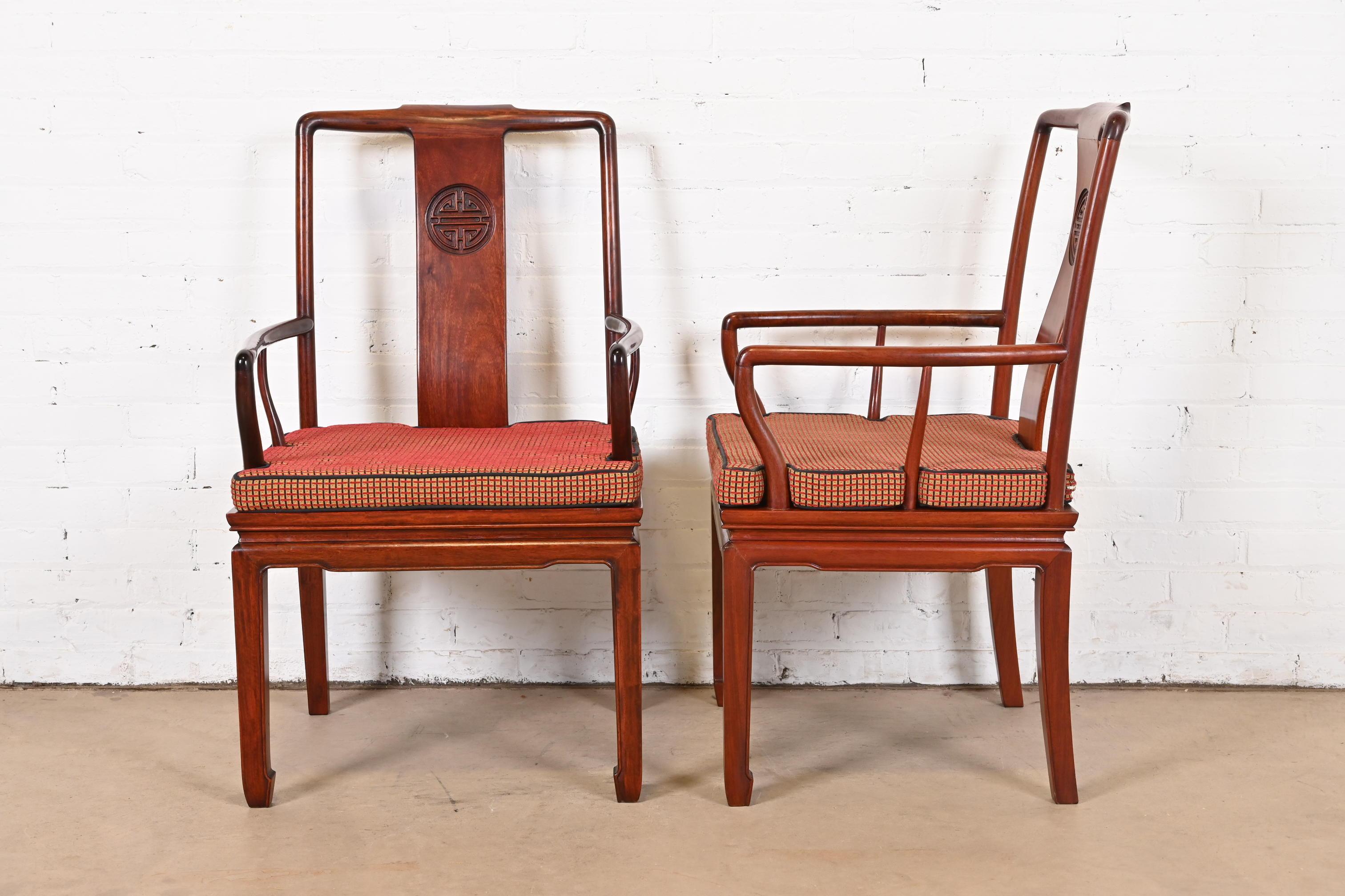 Mid-Century Hollywood Regency Chinoiserie Rosewood Dining Chairs, Set of Eight For Sale 9