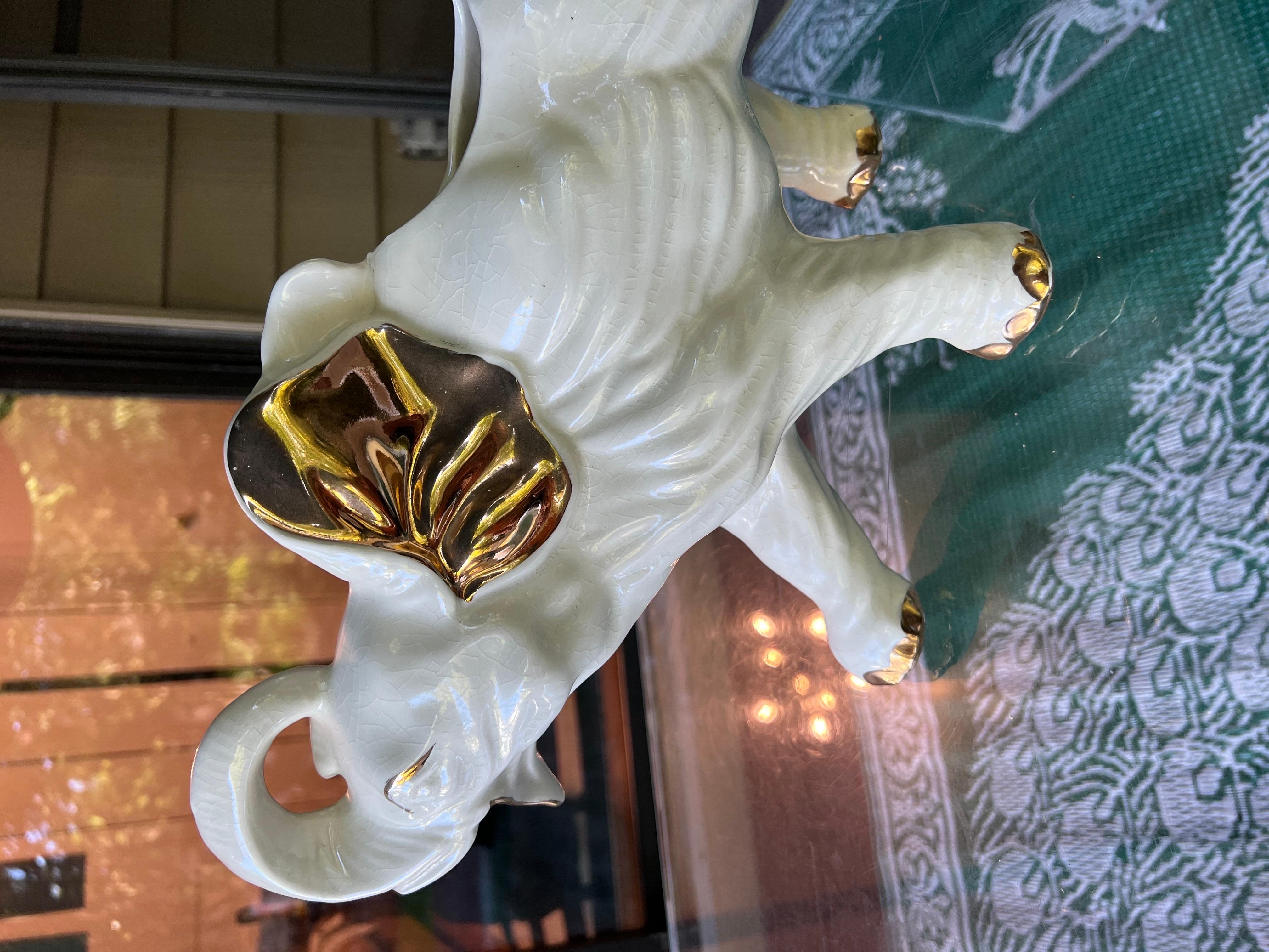 Ceramic Midcentury Hollywood Regency Elephant Planter For Sale