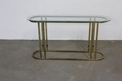 Mid Century Hollywood Regency Eliptical Brass Sofa/Hall/Console Table