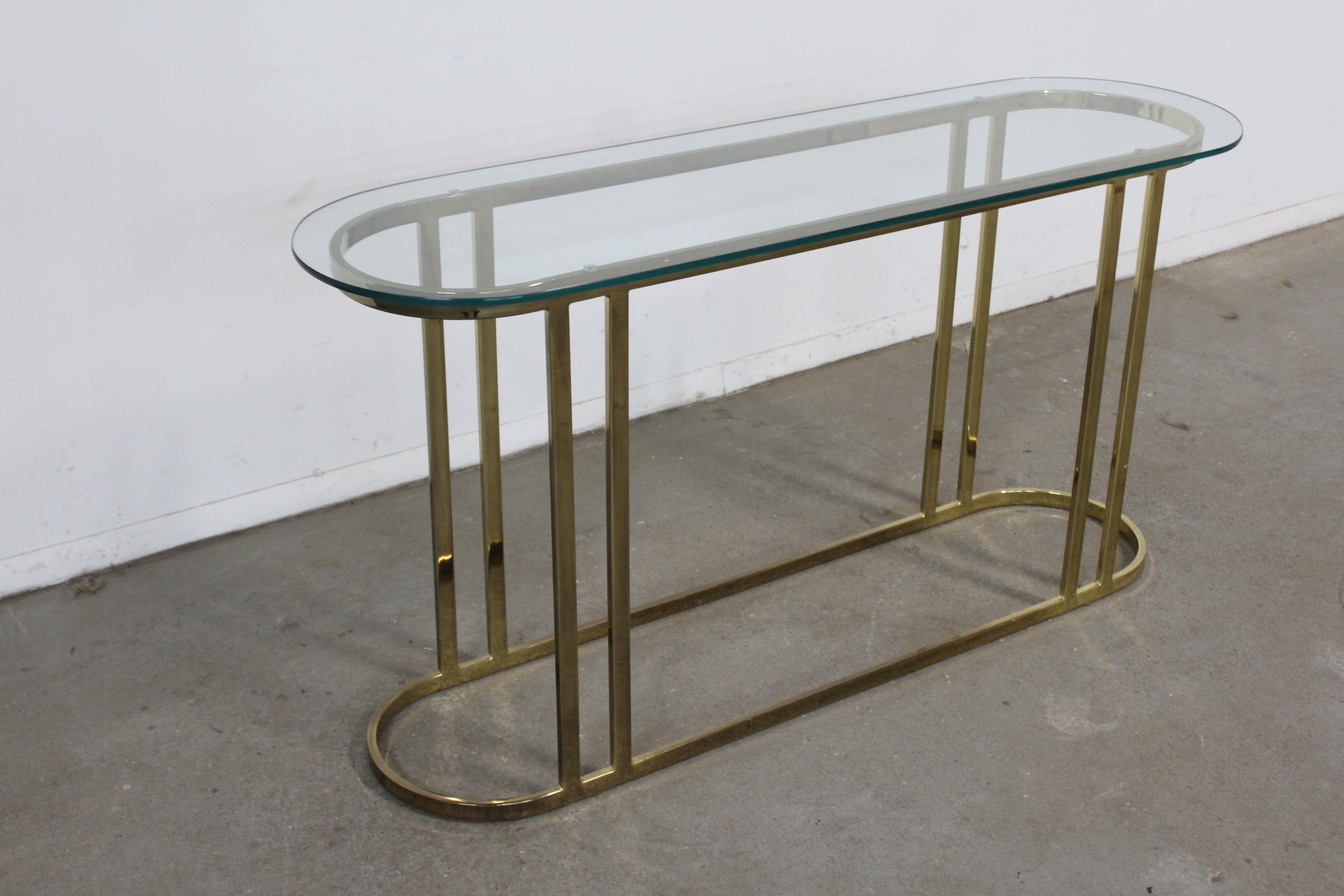 Unknown Mid Century Hollywood Regency Eliptical Brass Sofa/Hall/Console Table For Sale