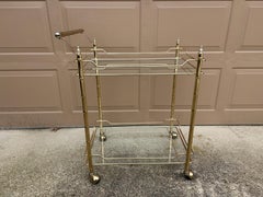 Mid-Century Hollywood Regency Faux Bamboo Brass and Glass Bar Cart