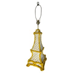 Mid Century Hollywood Regency Faux Bamboo Pagoda Lamp