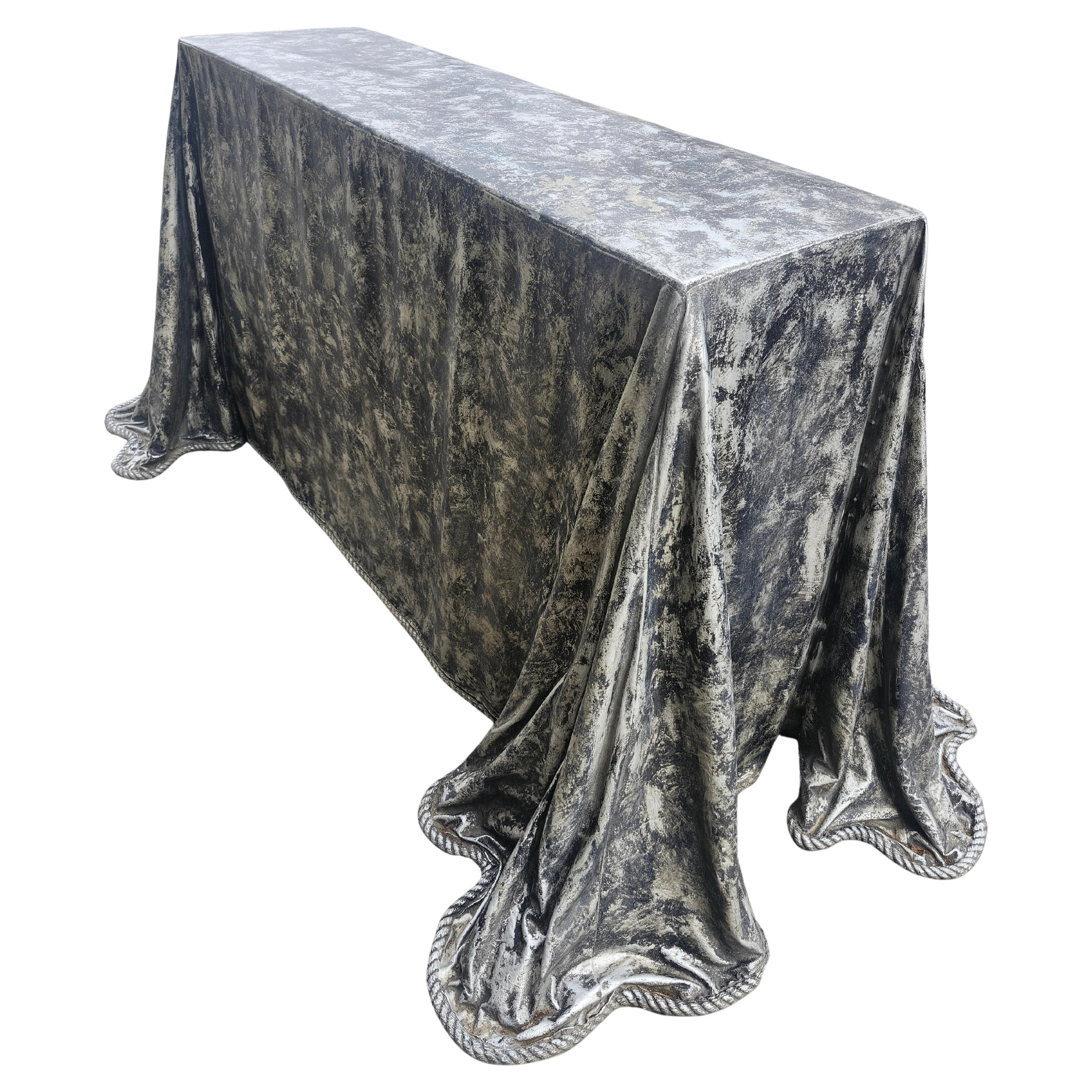 Mid Century Hollywood Regency Faux Draper Console Sofa Table Fiberglass C1960 For Sale 5