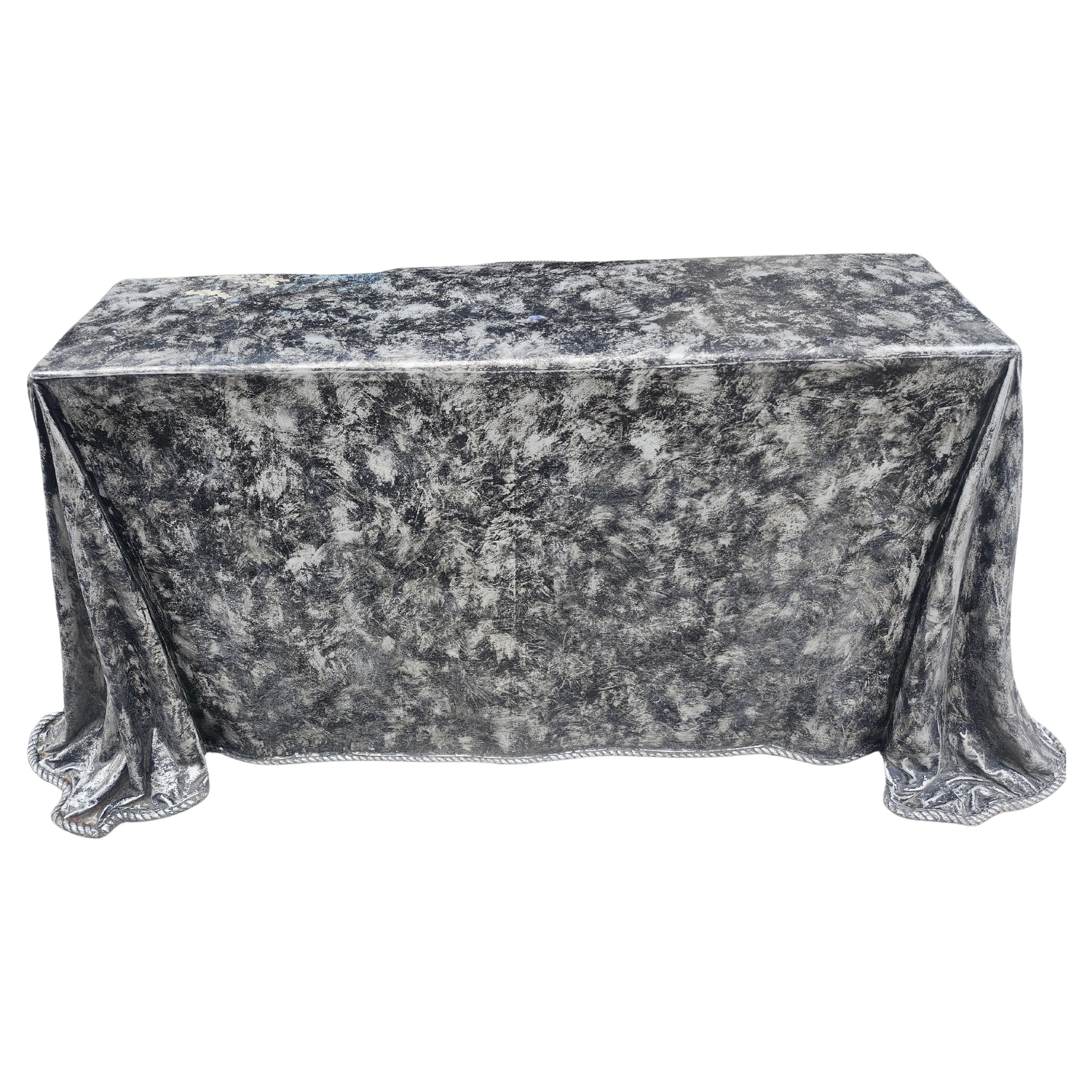 Mid Century Hollywood Regency Faux Draper Console Sofa Table Fiberglass C1960 In Good Condition For Sale In Port Jervis, NY