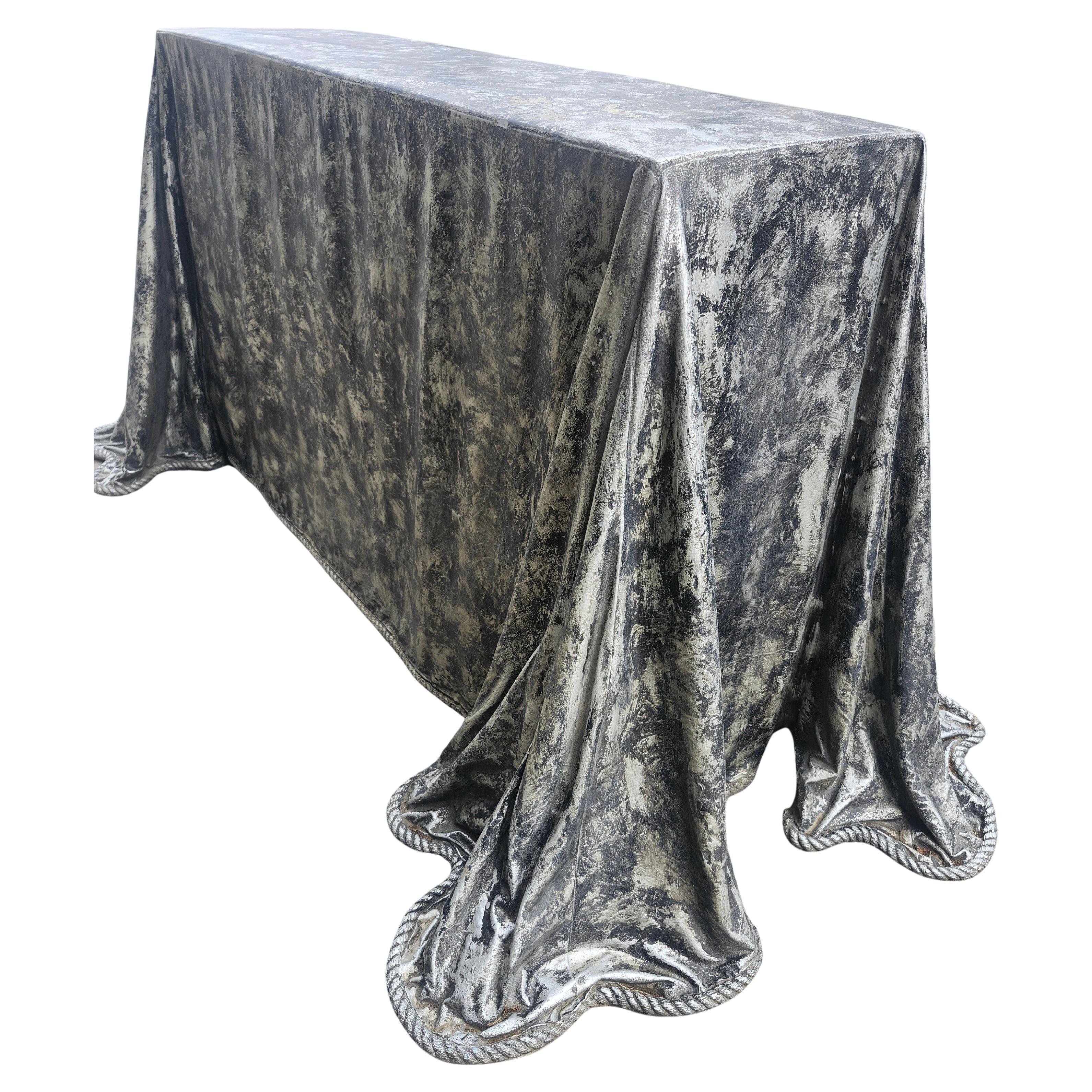 Mid-Century Hollywood Regency Faux Draper Konsolen-Sofatisch aus Fiberglas, Hollywood Regency, C1960
