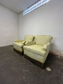 Mid Century Hollywood Regency Fringe Club Chairs - Set of 2