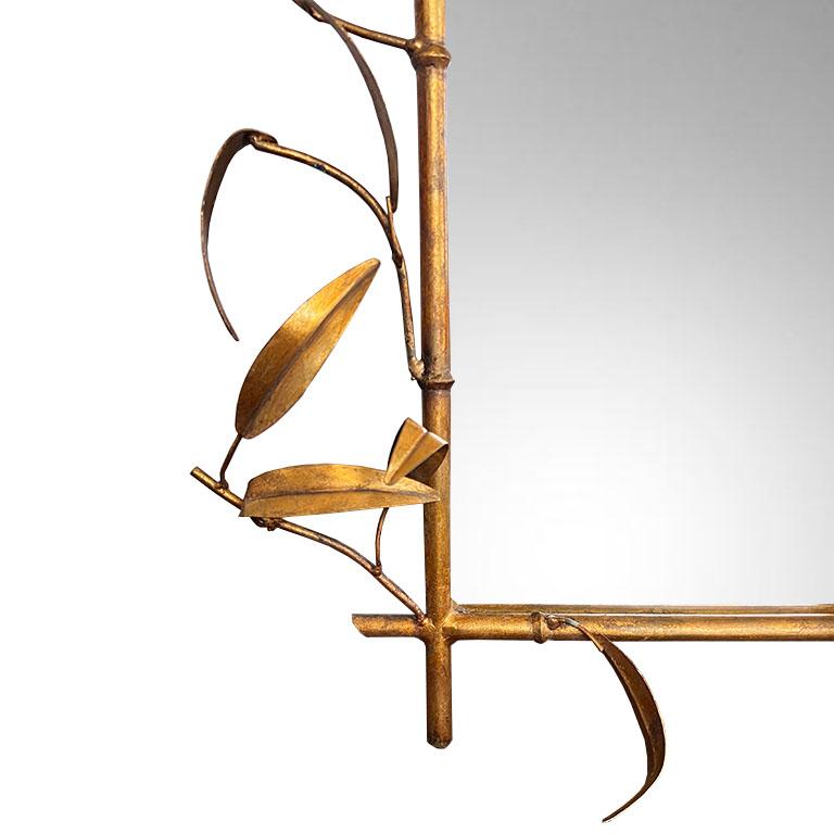 20th Century Mid-Century Hollywood Regency Gilt Bamboo & Tôle Wall Mirror c. 1960s For Sale