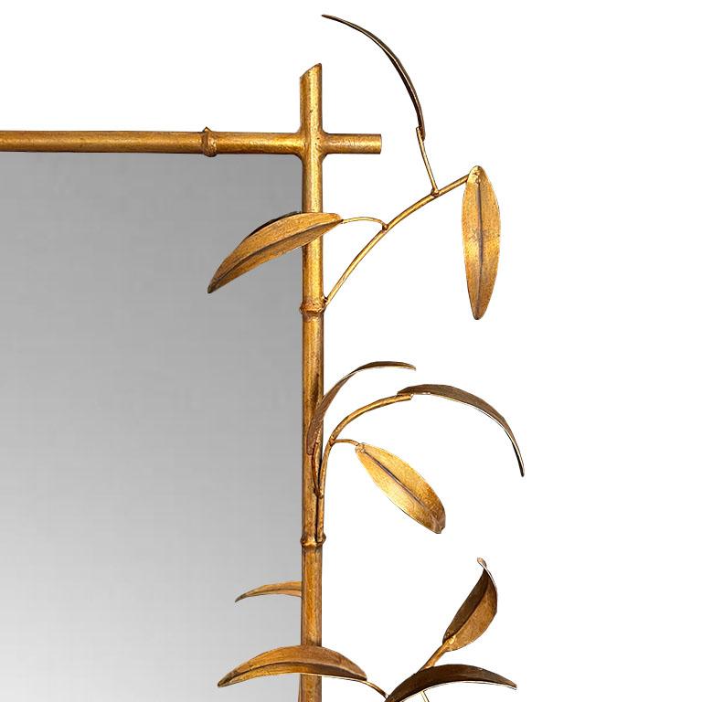 Mid-Century Hollywood Regency Gilt Bamboo & Tôle Wall Mirror c. 1960s For Sale 2
