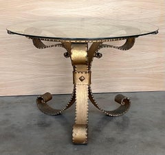 Mid Century Hollywood Regency Gilt French Iron Cocktail Table