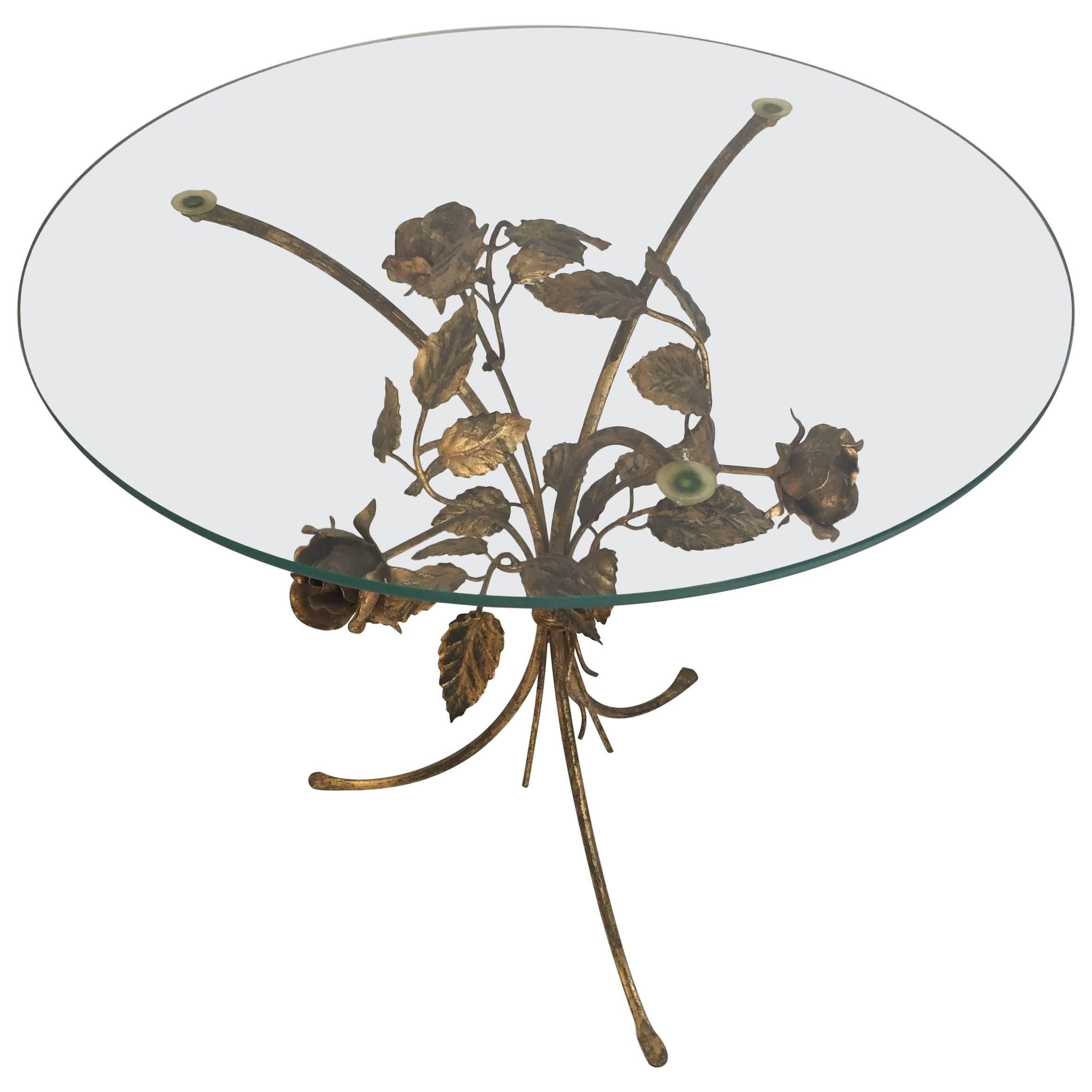 Mid-Century Hollywood Regency Gilt Metal Side Table by Hans Kögl, 1960s