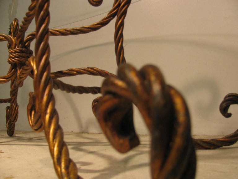 Mid Century Hollywood Regency Gilt Rope Cocktail Table For Sale at 1stDibs