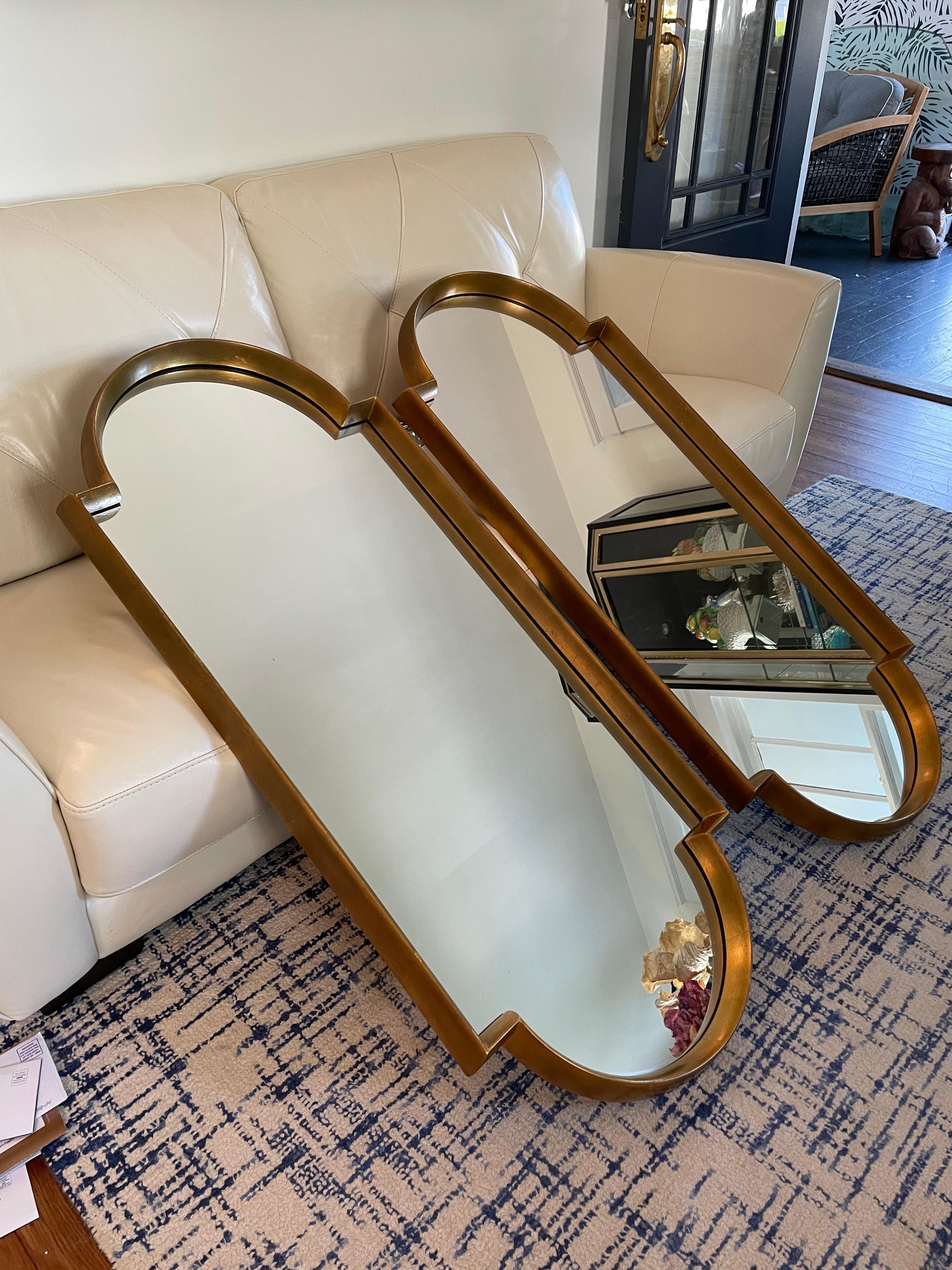 Mid Century Hollywood Regency Gilt Wood Arched Mirrors, a Pair In Good Condition In W Allenhurst, NJ