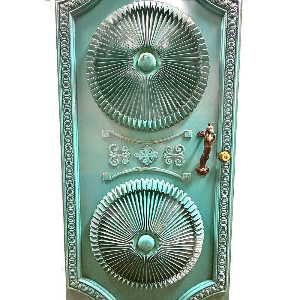 Mid-20th Century Mid-century Hollywood Regency Grand Turquoise Door w/ Custom Handles For Sale