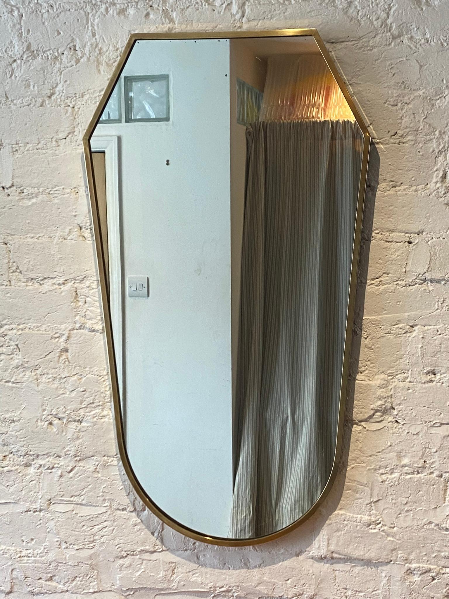 Mid-Century Italian Brass Framed Wall Mirror, 1950s For Sale 5