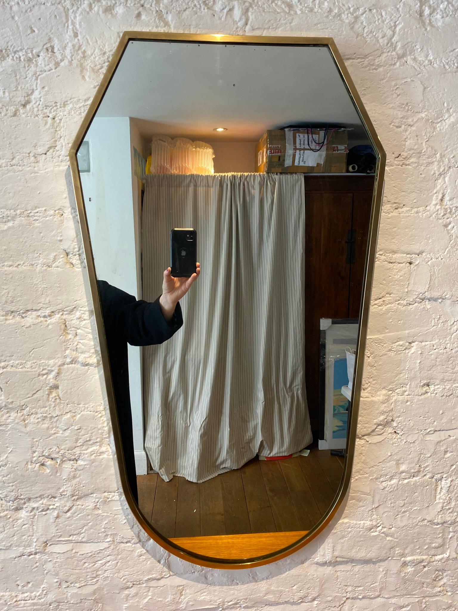Mid-Century Italian Brass Framed Wall Mirror, 1950s In Good Condition For Sale In Richmond, Surrey