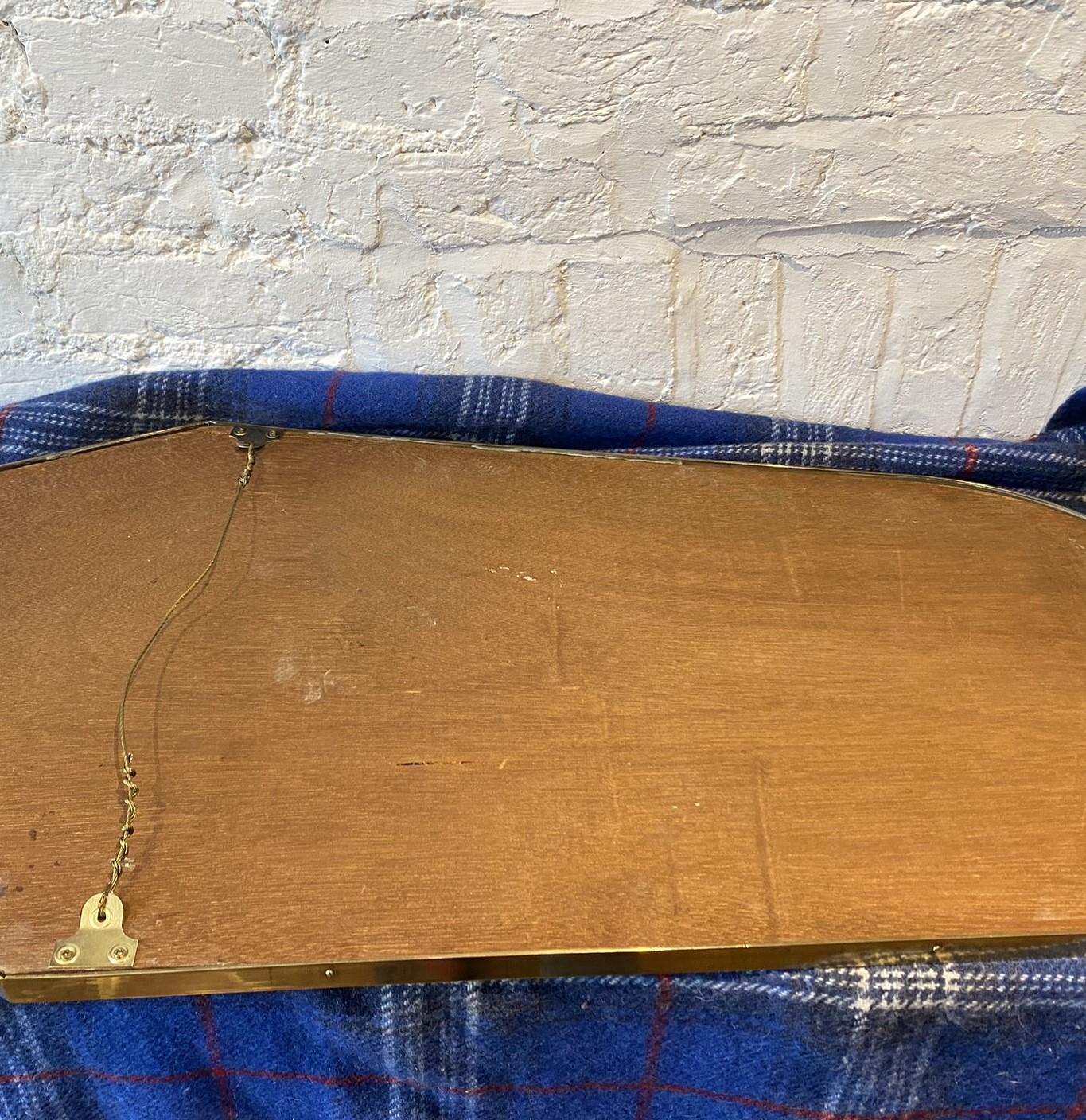 Mid-Century Italian Brass Framed Wall Mirror, 1950s For Sale 1