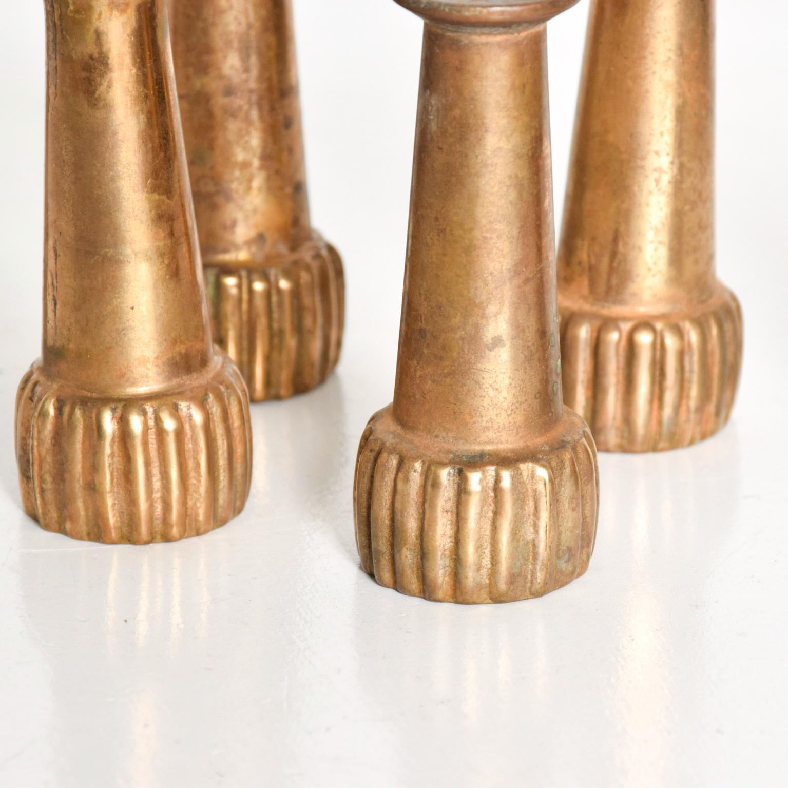 Midcentury Regency Fancy Italian Brass Sabot Leg Tips Set of 6 3