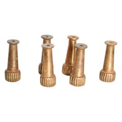 Midcentury Regency Fancy Italian Brass Sabot Leg Tips Set of 6