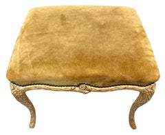 Taburete de Faux Bois Tallado Italiano Hollywood Regency de Mediados de Siglo. / Otomana / Banco