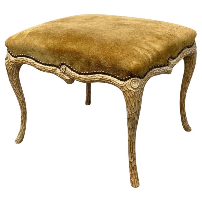 Mid-Century Hollywood Regency Italian Carved Faux Bois Stool. / Ottoman / Banc en vente