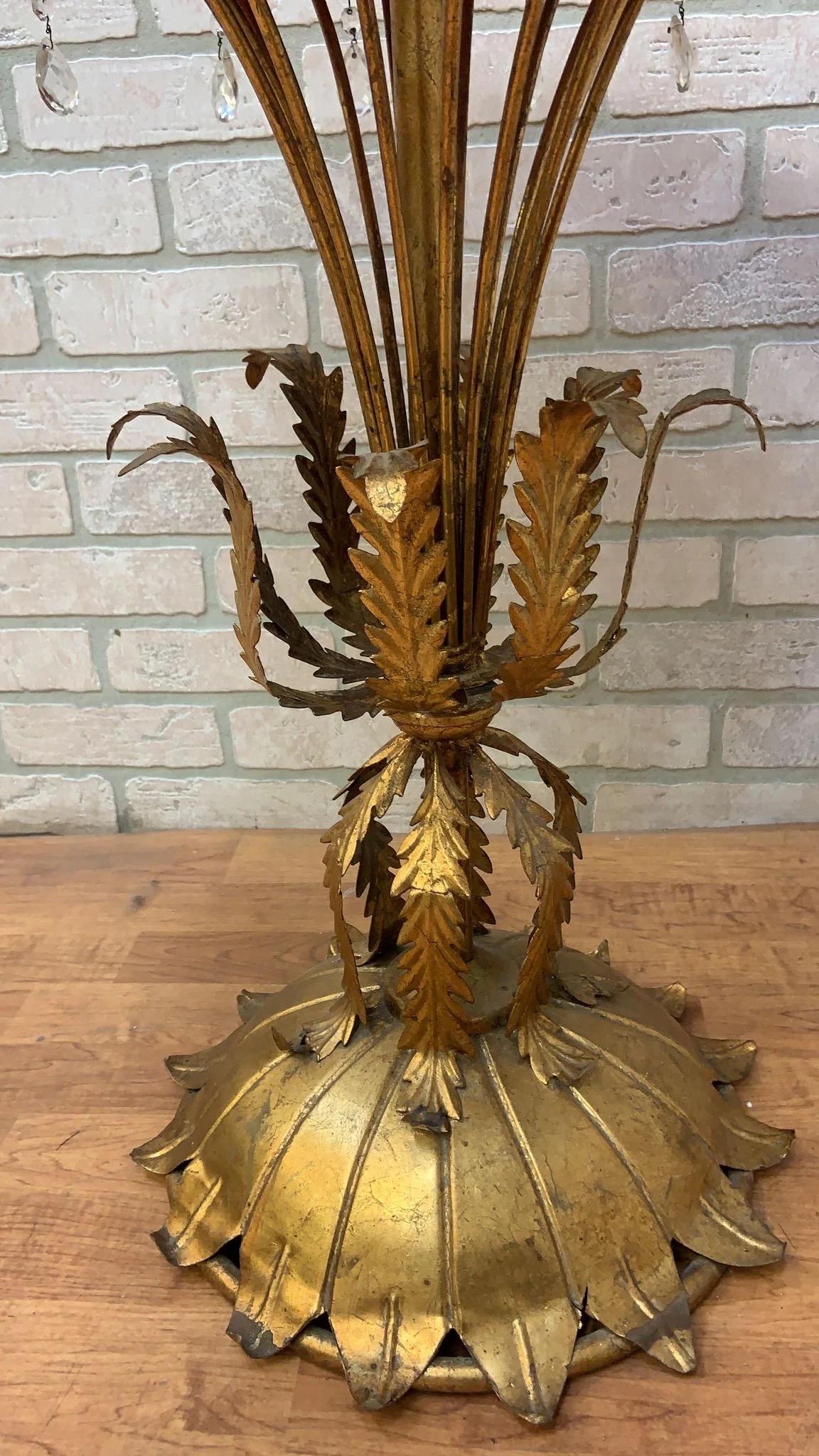 Metal Mid Century Hollywood Regency Italian Gilt Accent Table with Mirrored Top For Sale