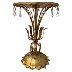 Mid Century Hollywood Regency Italian Gilt Accent Table with Mirrored Top 