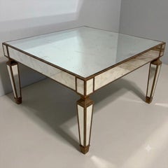 Mid-Century Hollywood Regency Italian Giltwood & Mirror Coffee Table