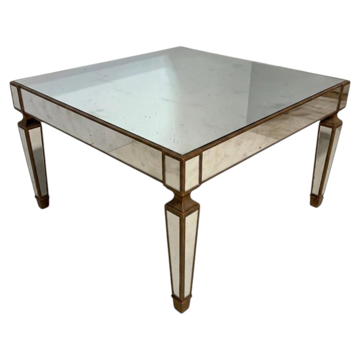 Mid-Century Hollywood Regency Italian Giltwood & Mirror Coffee Table