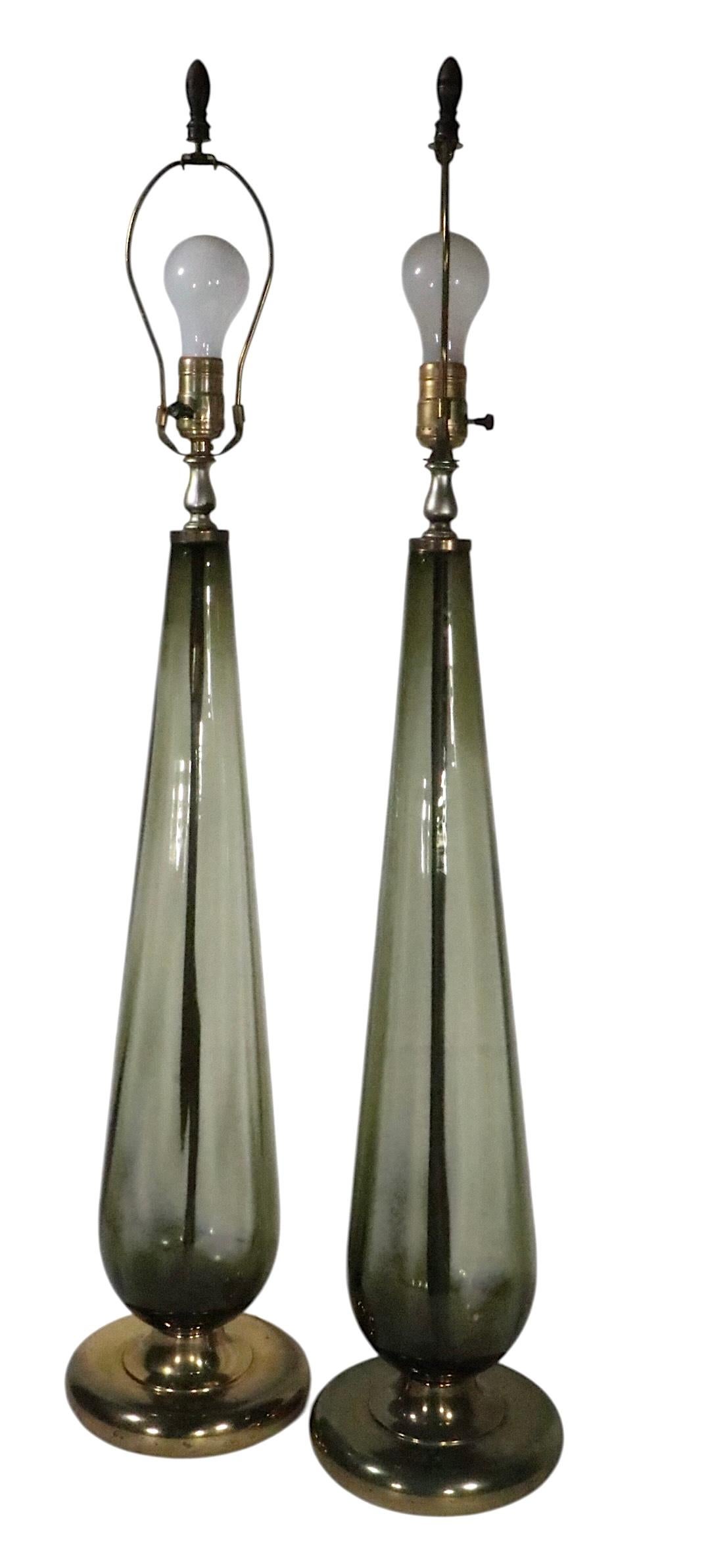 Mid Century Hollywood Regency Italienische Glas Tischlampen ca. 1950/60er Jahre im Angebot 10
