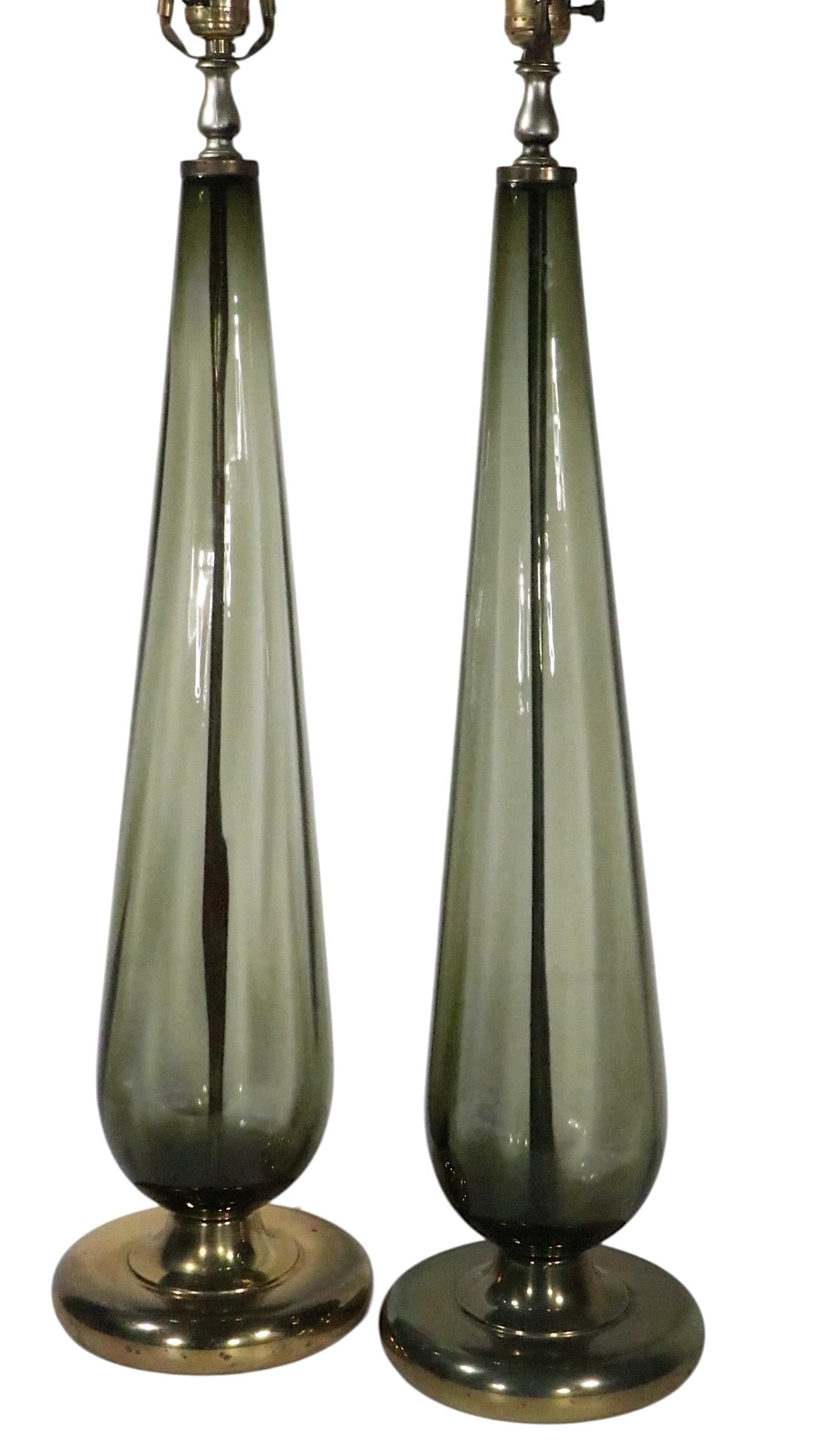 Mid Century Hollywood Regency Italienische Glas Tischlampen ca. 1950/60er Jahre im Angebot 12